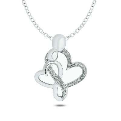 Belk & Co Diamond Accent White Diamond Heart Pendant Necklace In Sterling Silver