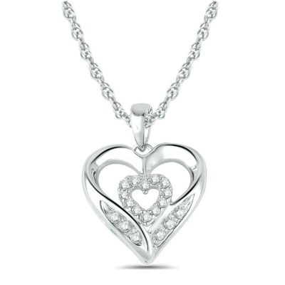 Belk & Co Diamond Accent Double Heart Pendant Necklace For Women In 10K Gold