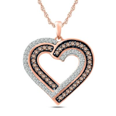 Belk & Co 1/4 Ct.t.w Diamond Heart Pendant Necklace In 10K Gold