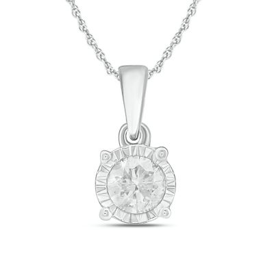 Belk & Co 1/4 Ct.t.w Round White Diamond Solitaire Pendant Necklace In 14K Gold