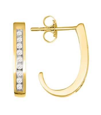 Mydiamondbox 1/4 Cttw Diamond J Hoop Earring 10K White Gold