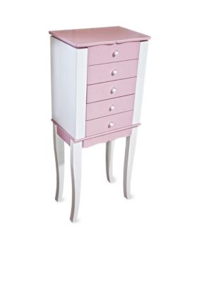Mele & Co Louisa Girl's Pink And White Wooden Jewelry Armoire