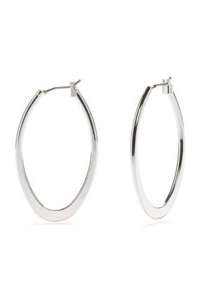 Napier Silver-Tone Oval Hoop Earrings | belk