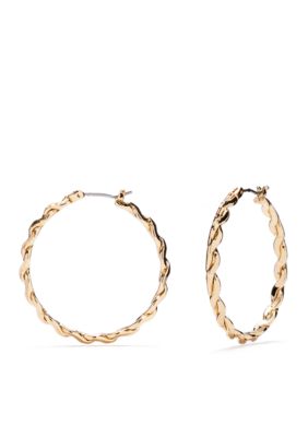 Napier Gold-Tone Classic Large Braided Hoop Earrings | belk
