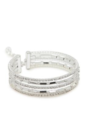Silverworks 2 tone faith hope love crystal bangle bracelet tops