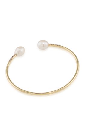 Lauren Ralph Lauren Gold-Tone Open Pearl Bangle Bracelet | Belk