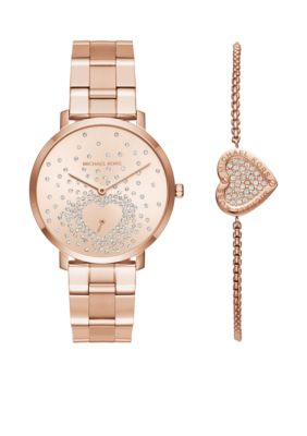 Michael Kors Women&#39;s Rose-Gold Watch and Bracelet Set | belk