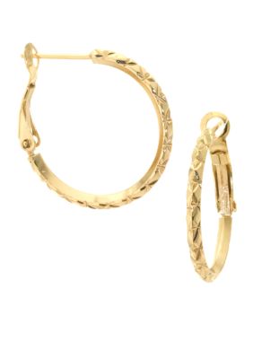 Belk Silverworks 24K Gold Plated 26-mm. Diamond Cut Hinge Hoop Earrings ...