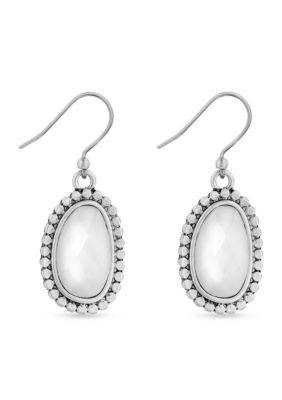Lucky Brand Silver-Tone Mother Of Pearl Organic Drop Earrings