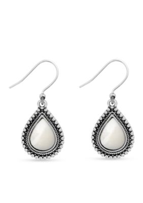 Lucky Brand Silver-Tone Mother Of Pearl Drop Earrings
