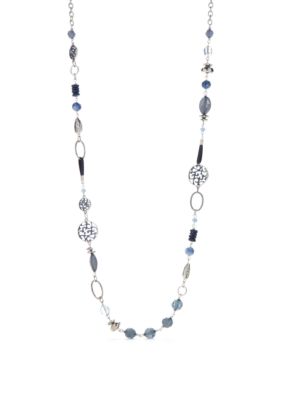 Ruby Rd Silver-Tone Disc Beaded Link Necklace | belk