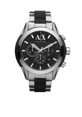 Armani Exchange AX Men's Stainless Steel and Black Silicone Chronograph ...