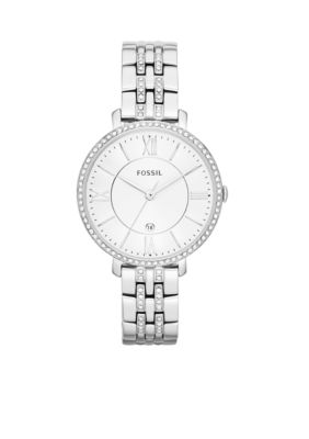 Fossil® Women's Stainless Steel Three-Hand with Date Glitz Jacqueline ...