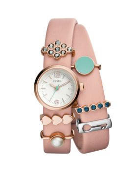Fossil Women S Georgia Charm Slider Watch And Charms Box Set Belk