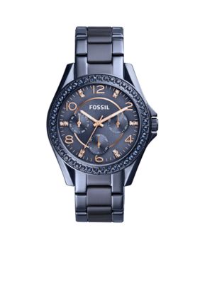 Fossil® Women's Blue Stainless Steel Riley Multifunction Watch | belk