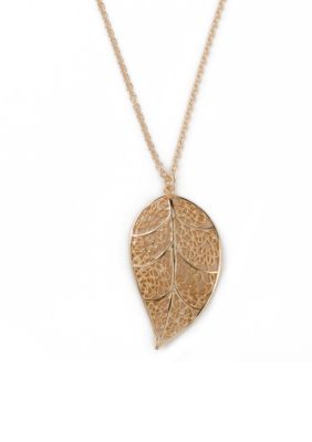 Kim Rogers® Gold Tone Leaf Pendant Necklace | belk