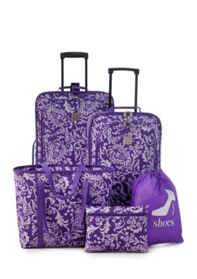 New Directions® 5-Piece Purple Vine Luggage Set | belk