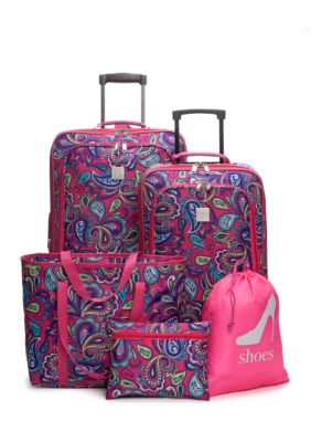 New Directions® 5-Piece Pink Paisley Luggage Set | belk