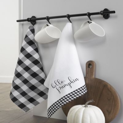Kitchen Towels Set Of 3 Buffalo Checks Aqua/white Color Kitchen Towels  20x30 Inc
