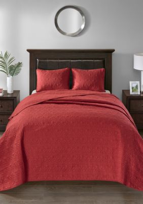 Madison Park Quebec 3 Piece Red Bedspread Set Belk