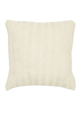 Rizzy Home Cream Cable Knit Button Decorative Pillow Belk