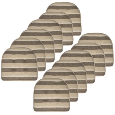 Sweet Home Collection Bradford Striped U Shaped Memory Foam Chair Pad 12 Pack