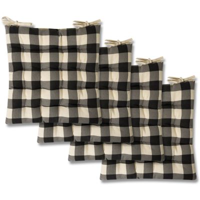 Sweet Home Collection Tufted Chair Pad Cushion Buffalo Check 4 Pack