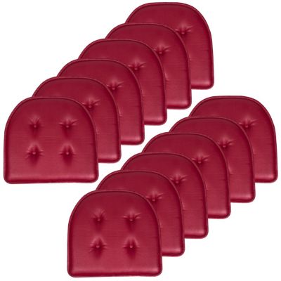 Sweet Home Collection U-Shape Memory Foam Chair Pad Cushion No Slip Faux Leather 12 Pack
