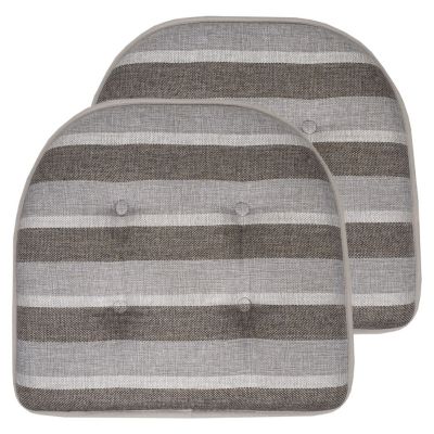 Sweet Home Collection Bradford Striped U Shaped Memory Foam Chair Pad 2 Pack
