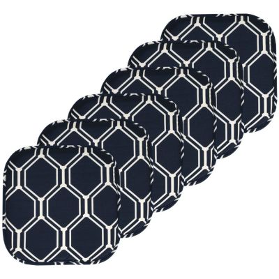 Sweet Home Collection Mirage Hexagonal Print Memory Foam Chair Pads 6 Pack