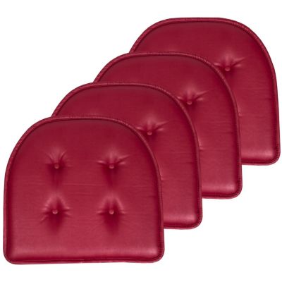 Sweet Home Collection U-Shape Memory Foam Chair Pad Cushion No Slip Faux Leather 4 Pack