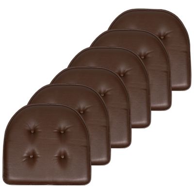 Sweet Home Collection U-Shape Memory Foam Chair Pad Cushion No Slip Faux Leather 6 Pack