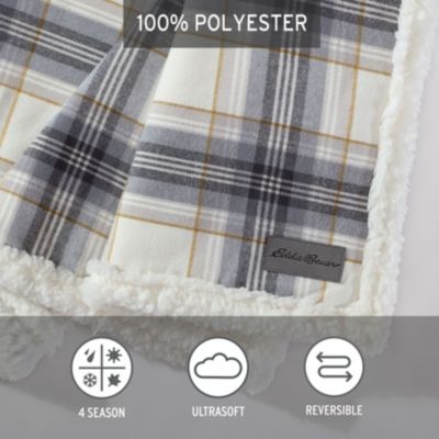 Eddie Bauer Edgewood Plaid 100% Cotton Flannel Reversible Throw Blanket ...