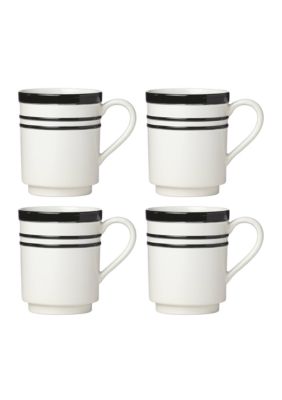 kate spade new york® All in Good Taste Stripe Black 4-Piece Latte Mugs |  belk