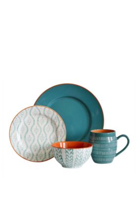 Baum Brothers Tangiers Turquoise 16 Piece Dinnerware Set