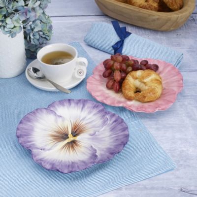 Fitz And Floyd Halcyon Pansy Snack Plates, Set Of 2