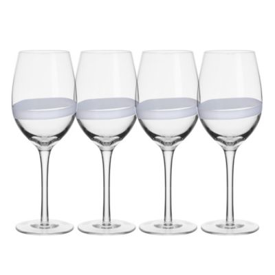Fitz And Floyd Everyday White By Organic Band Set Of 4 White Wine Glasses, 14.5 Ounce, Clear