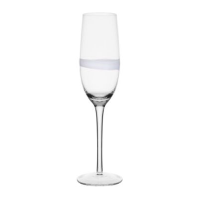 Fitz And Floyd Everyday White By Organic Band Set Of 4 Flute Glasses, 8.0 Ounce, Clear