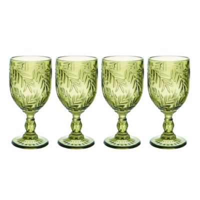 Fitz And Floyd Villa Palm Wine Goblet, Set Of 4, Green, 11-Ounce