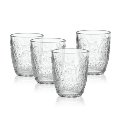 Fitz And Floyd Maddi Rocks Double Old Fashioned, Set Of 4, Clear, 10-Ounce