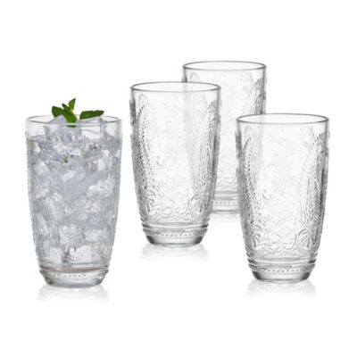 Fitz And Floyd Maddi Highball Tumbler Cups, Set Of 4, Clear, 15-Ounce