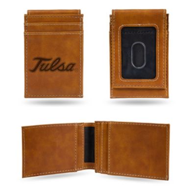 Rico Industries Ncaa Tulsa Golden Hurricane Brown Laser Engraved Front Pocket Wallet