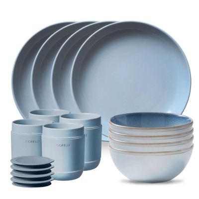 Corelle 16Pc Stoneware Dinnerware Set Nordic Blue