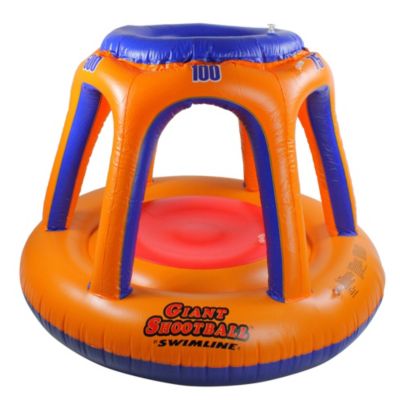 Swim Central 48"" Orange And Blue Inflatable Giant Floating Shoot Ball Swimming Pool Game