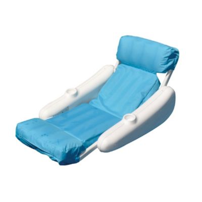 Swim Central 66-Inch Inflatable Blue And White Swimming Pool Floating Lounge Seat