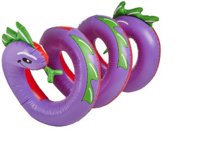 Swim Central Inflatable Purple And Green Two Headed Curly Serpent Swimming Pool Float Toy 96-Inch