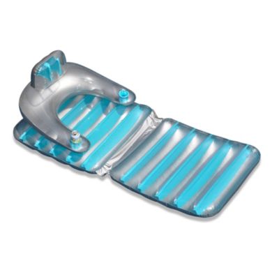 Pool Central 74"" Silver And Blue Inflatable Swimming Pool Folding Lounge Chair Float