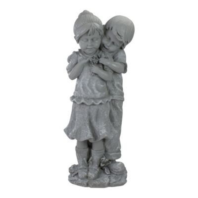 Northlight 19.5"" Gray Boy Hugging Girl Outdoor Garden Statue