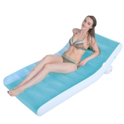 Pool Central 66.5"" Blue And White Inflatable Pool Lounger Float