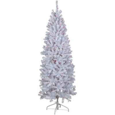 Northlight 6.5Ft Pre-Lit Slim Geneva White Spruce Artificial Christmas Tree Pink Lights